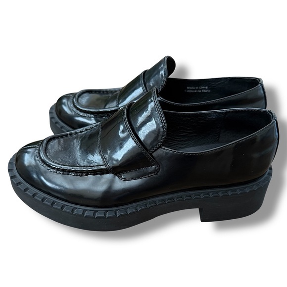 Jeffery Campbell Penny Loafer Women’s 8 Black Leather Chunky Block Heel - Picture 1 of 10